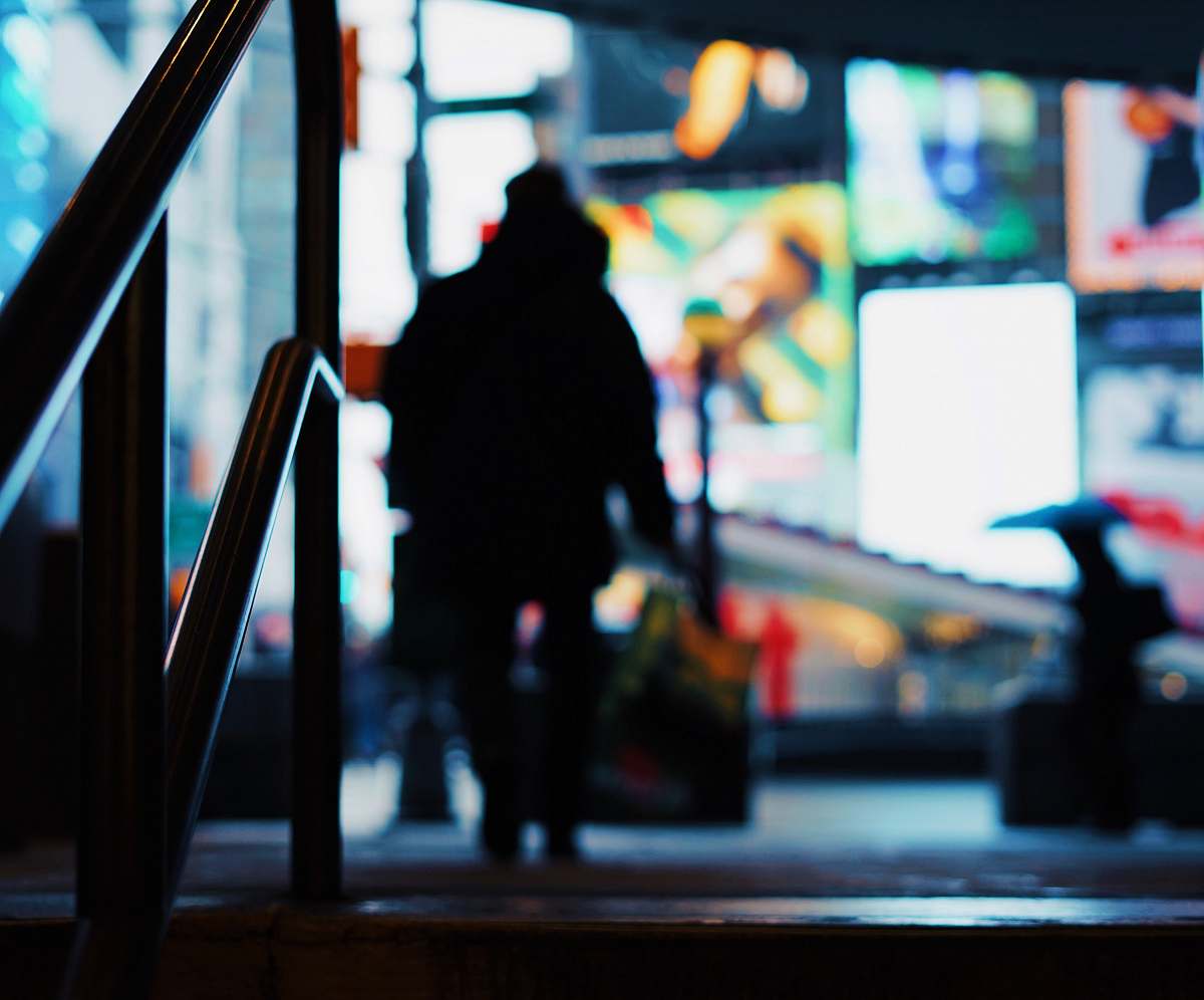 jersey city silhouette of person walking on street nj 07302